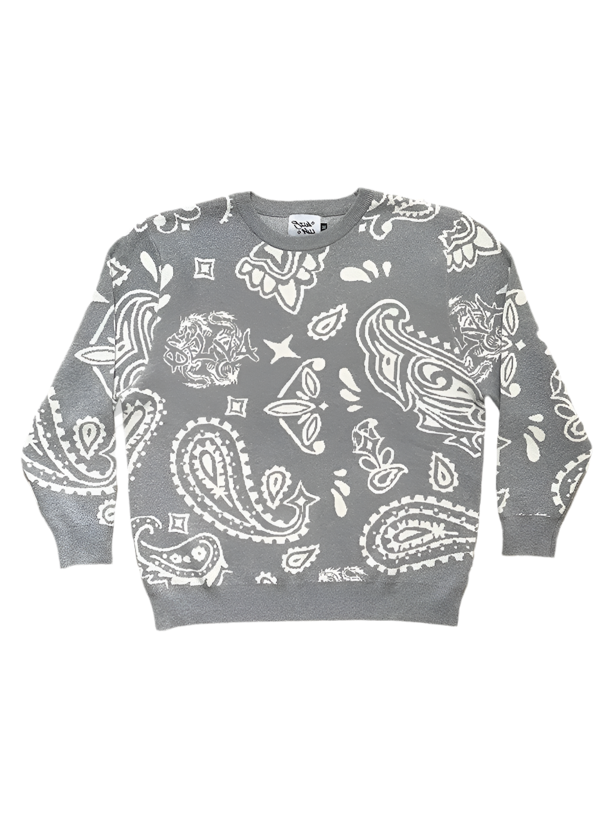 Grey Paisley Knit