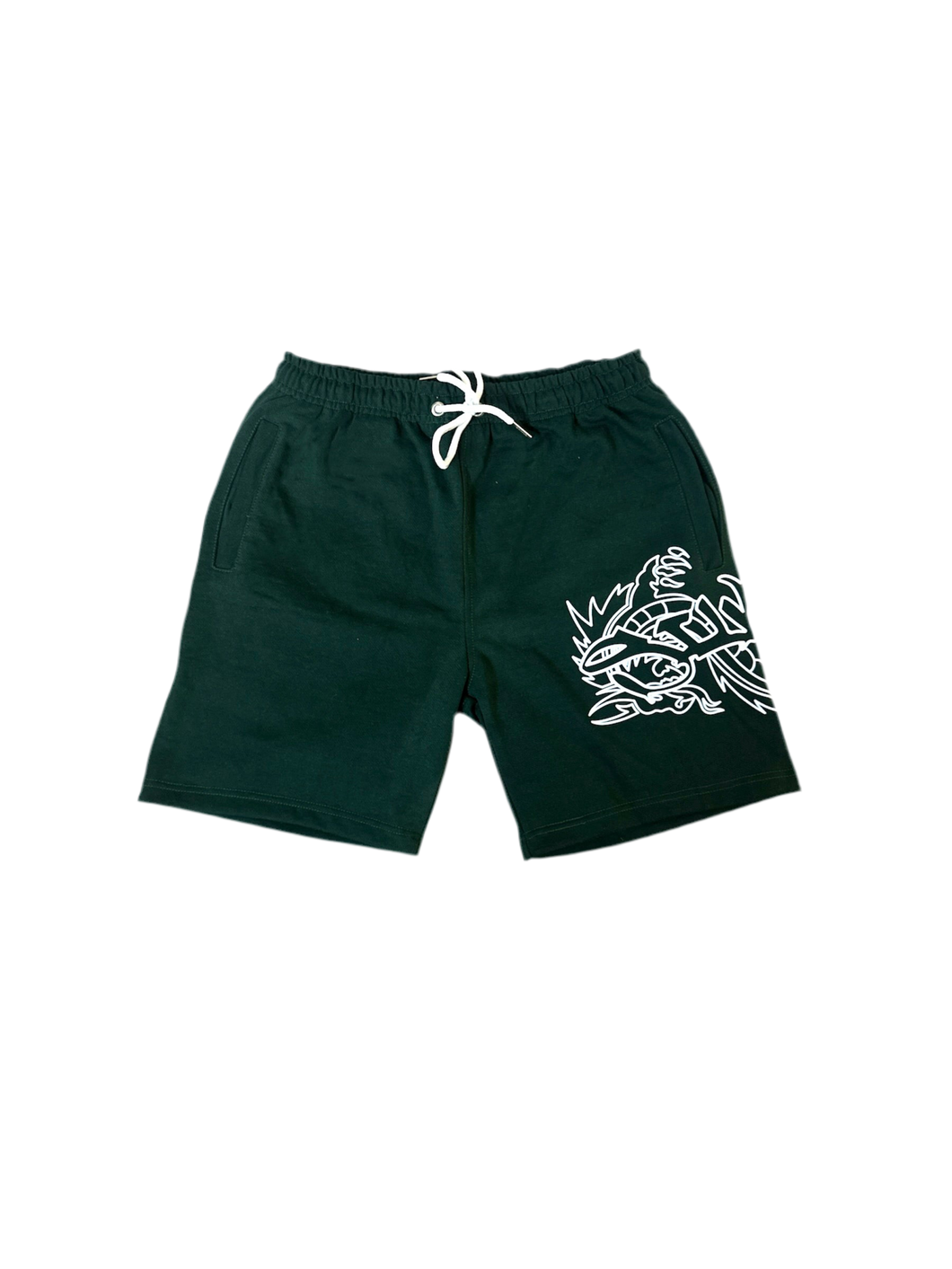 SAMPLE DARK GREEN SCRIPTDRAGON SHORTS