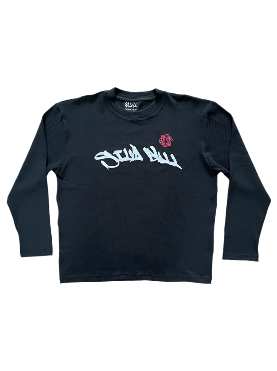 Black Script Waffle Longsleeve
