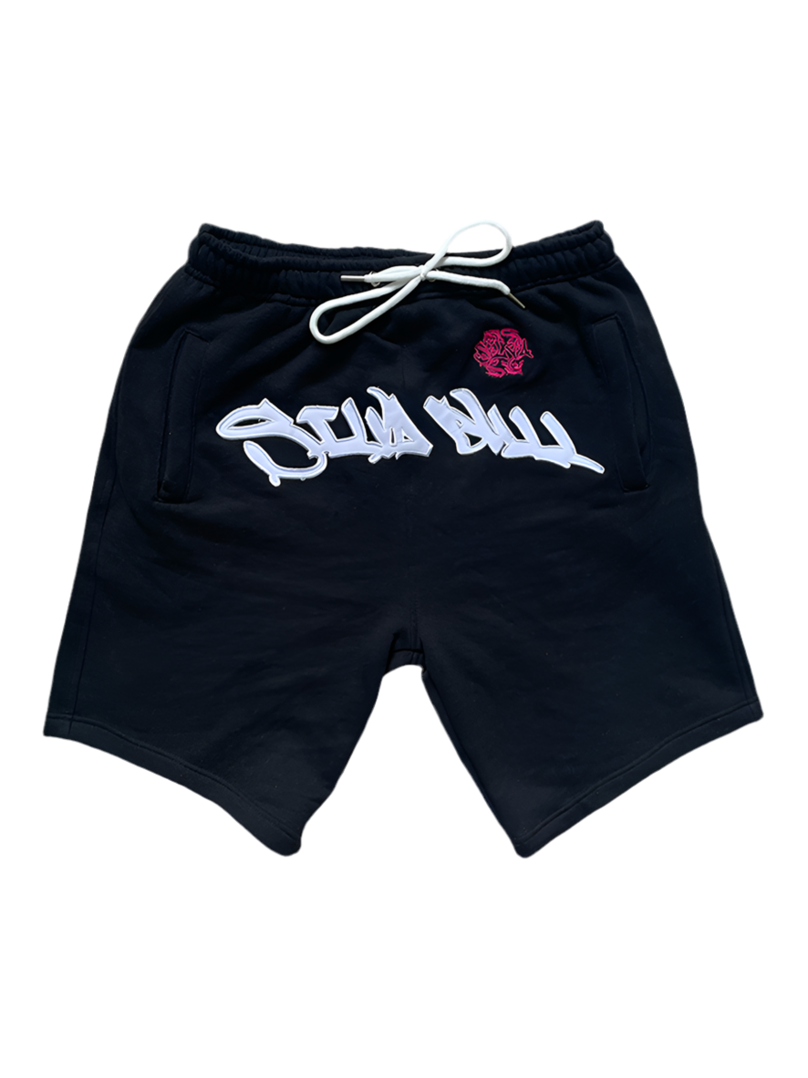 BLACK SCRIPT LOGO SHORTS