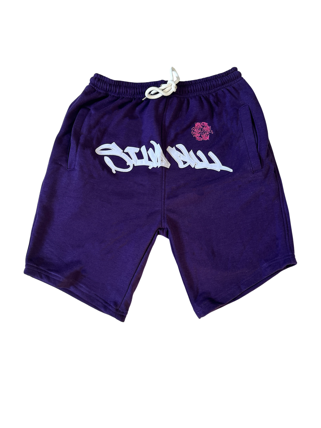 SAMPLE PURPLE SCRIPT LOGO SHORTS