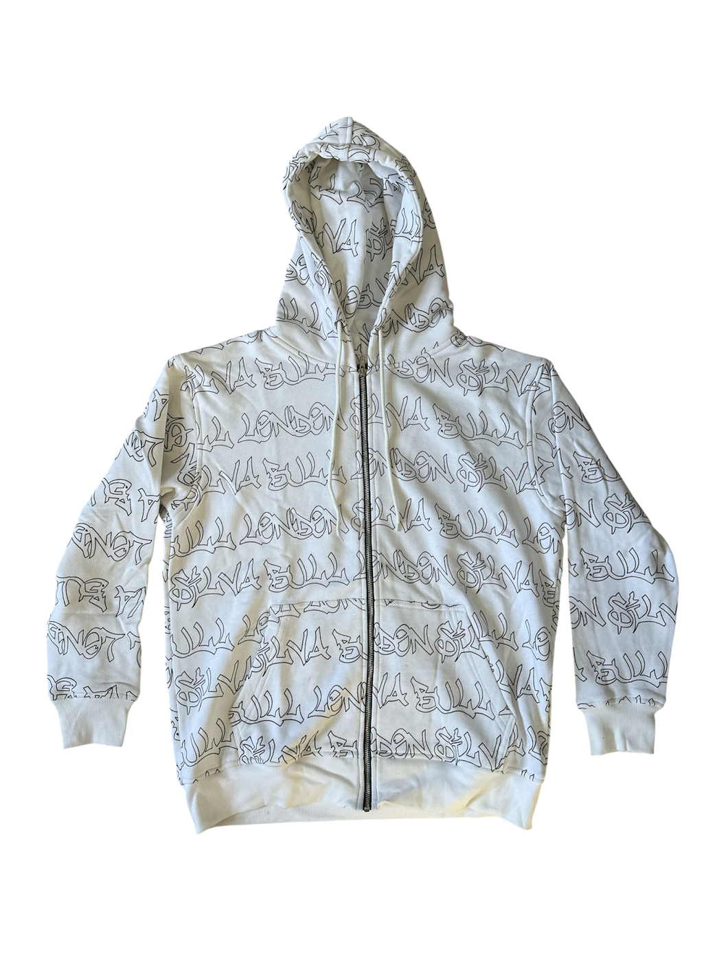 SAMPLE WHITE ALLOVER SCRIPT HOODIE