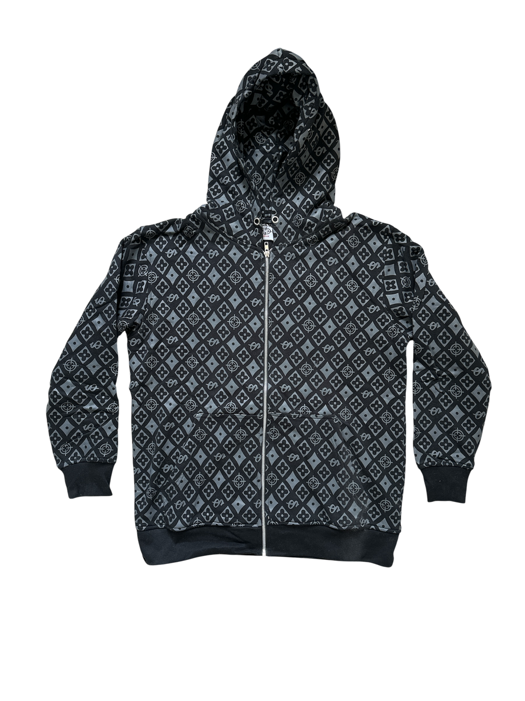 SAMPLE BLACK MONOGRAM ZIP-UP HOODIE